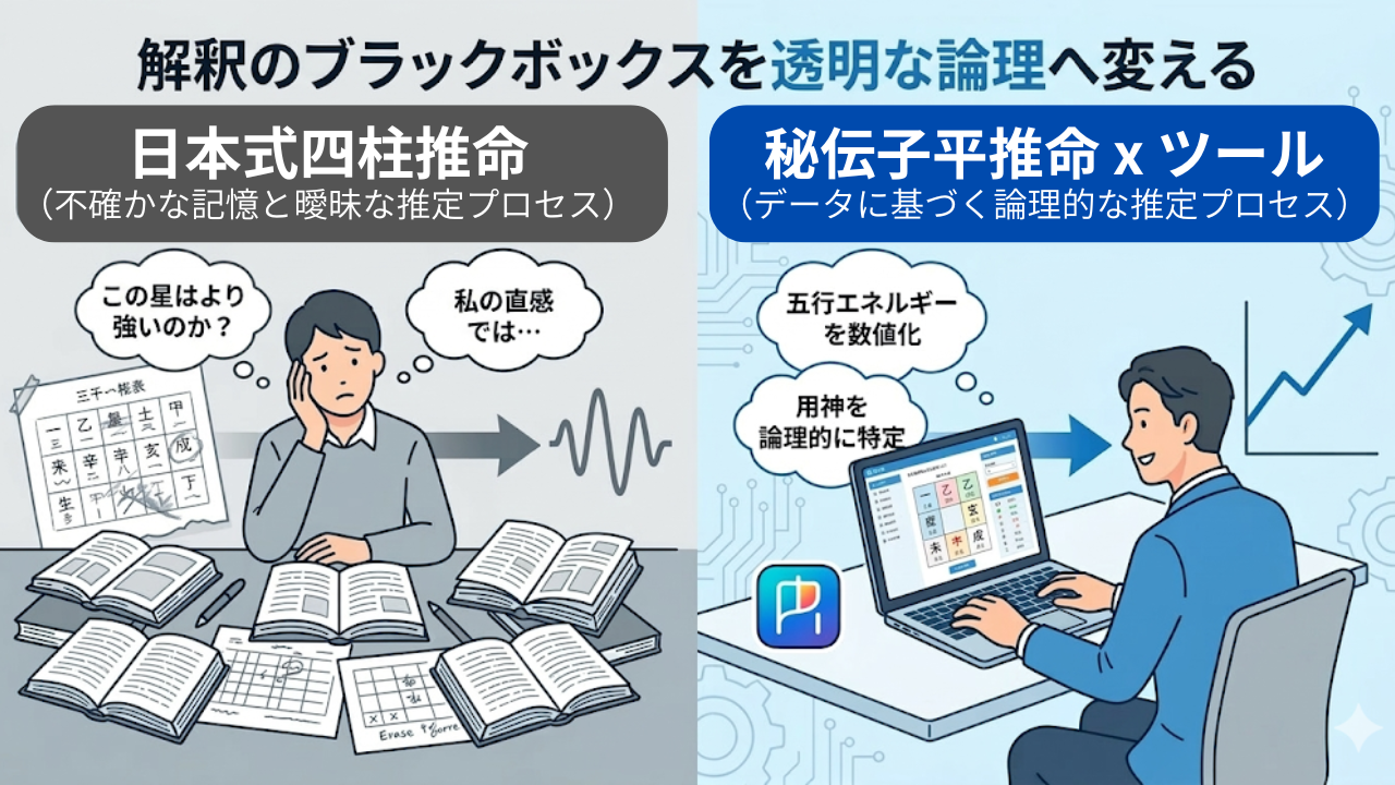 日本式四柱推命と秘伝子平推命の比較